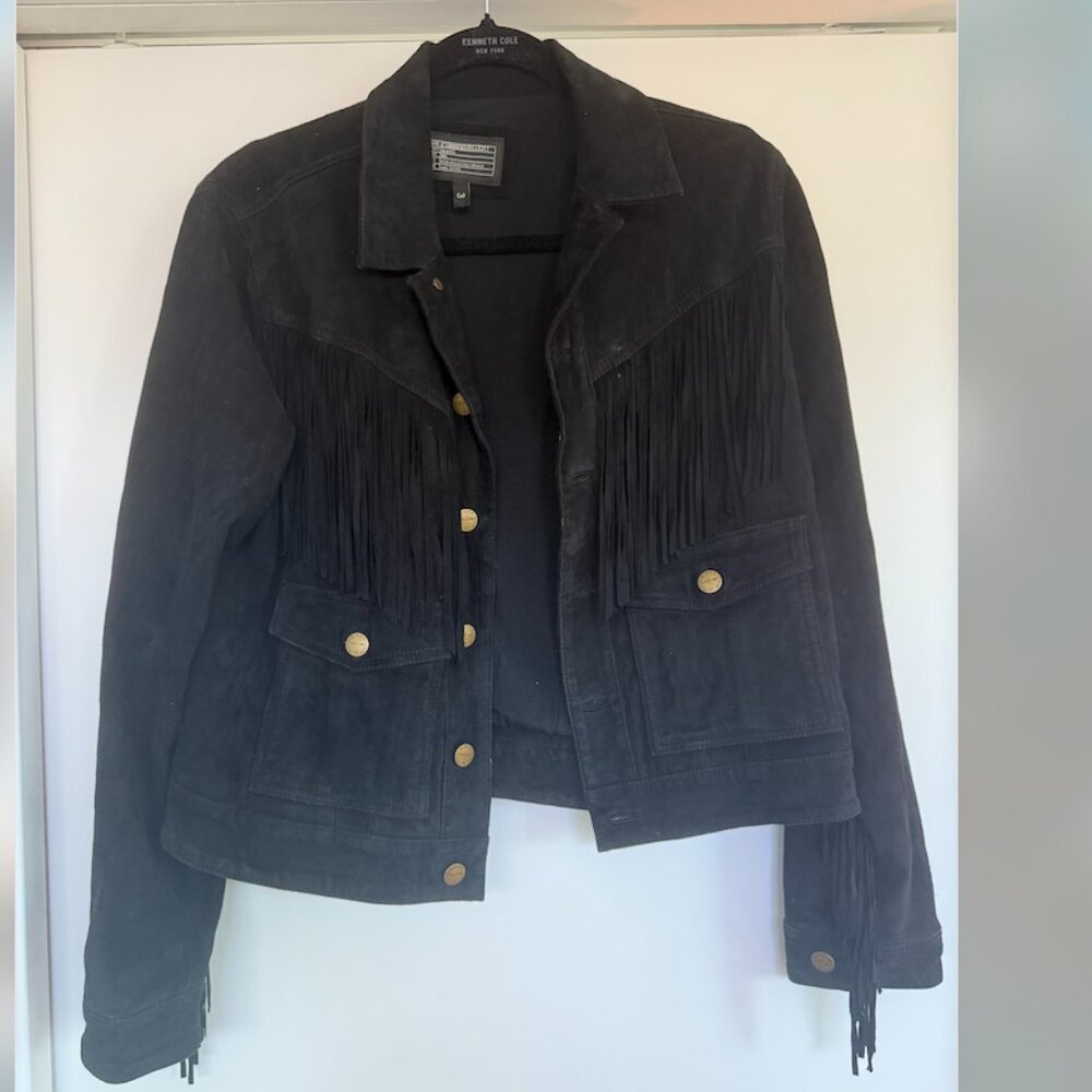 CURRENT/ELLIOTT The On Fringe Black Leather/Suede Jacket  Size 3 (Medium/Large)
